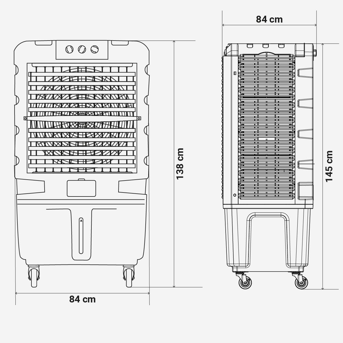 UniversalBlue, Climatizador Evaporativo 120L 750W – 13.000 m³/h, Aire Acondicionado Natural Portátil para hasta 150 m², 3 Velocidades, Oscilación, Uso Industrial y Doméstico