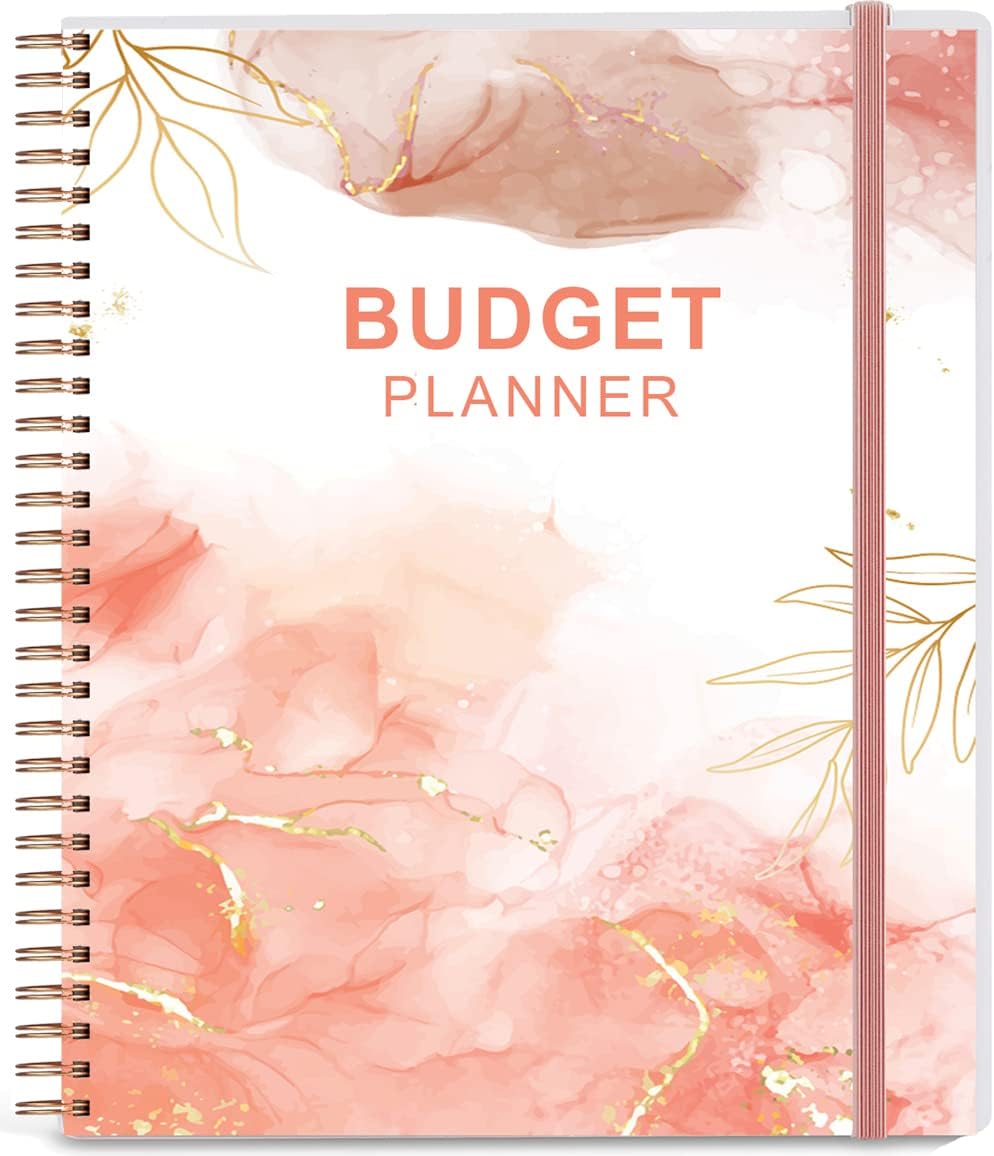 Budget Planner - Monthly Budget Book with Expense Tracker Notebook, Undated 12 Month Bill Organizer & Finance Planner to Manage Your Money, Account Book with Colorful Tabs, 8" x 9.5", Rose