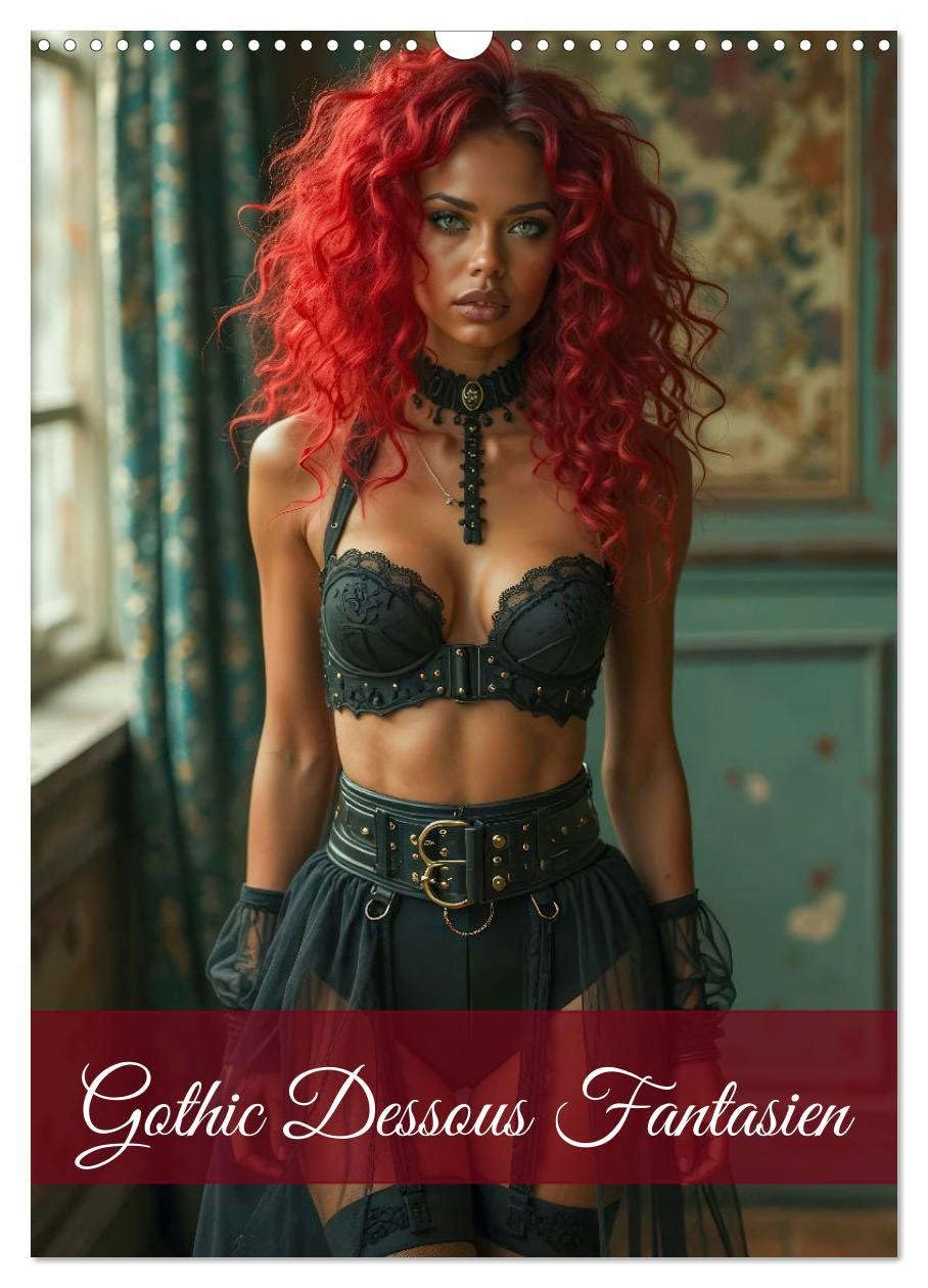 Gothic Dessous Fantasien UK-Version (Wall Calendar 2026 DIN A3 Portrait), CALVENDO 12 Month Wall Calendar