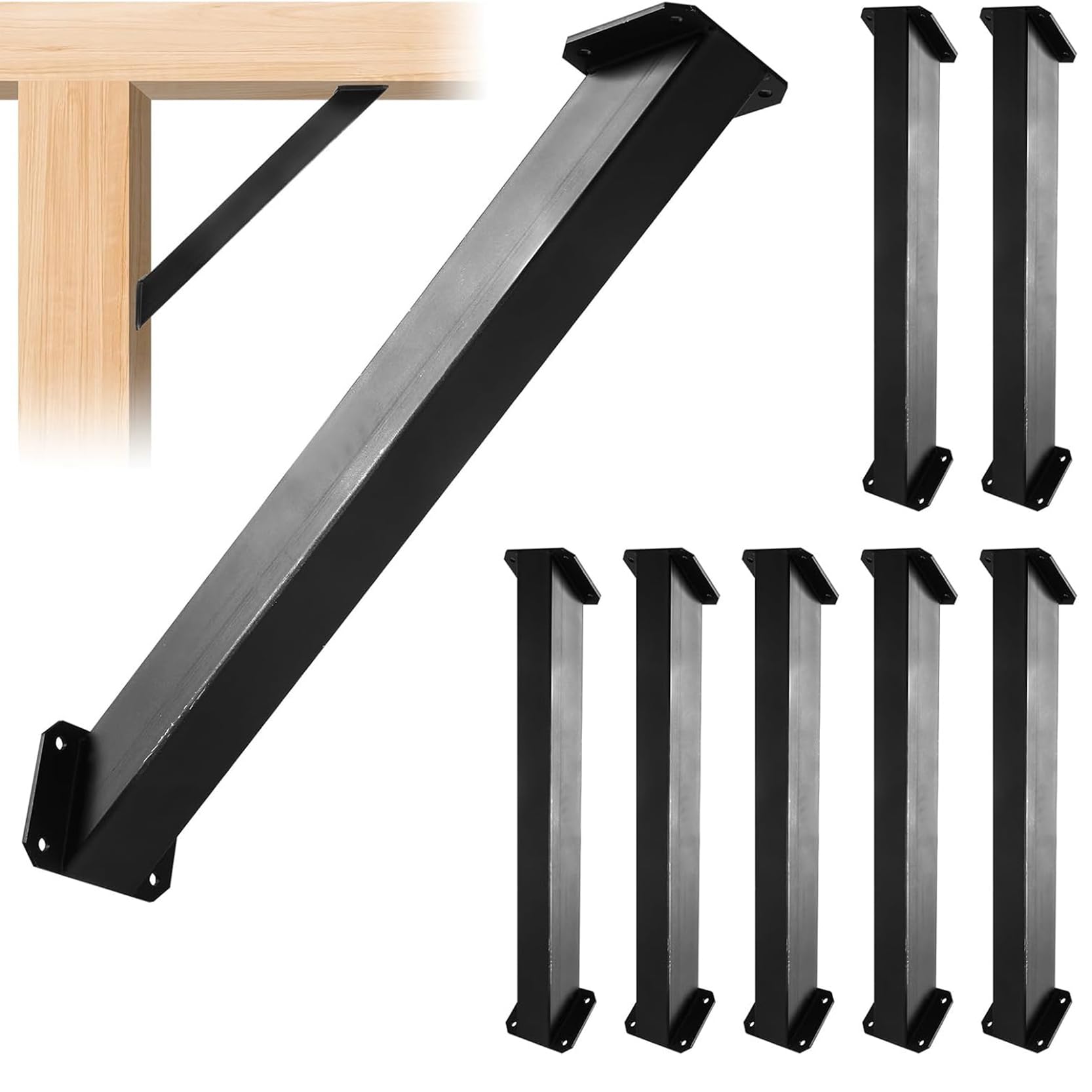 GOUZIBHD Roof Riser Beam Bracket,Black Inside Mount Pergola Kit 8PCS 45 Degree Angle Support Bracket,Heavy Duty Connector Brace Bracket Kit for Wooden Structures Gazebo