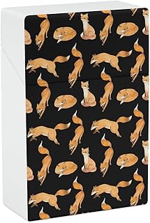 Estuche para cigarrillos, diseño de zorros rojos en color negro, estuche portátil para cigarrillos, funda protectora para hombres y mujeres