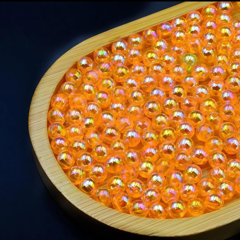 200pcs Acrylic Round Beads AB Orange Bead 8mm Loose Bubble Spacer Craft Beads for Jewerly Making