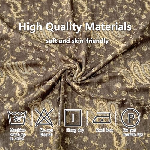 Image of Pashmina Scarf for Women Shawls and Wraps Reversible Paisley Vintage Jacquard Soft Silky Rave Scarves Men