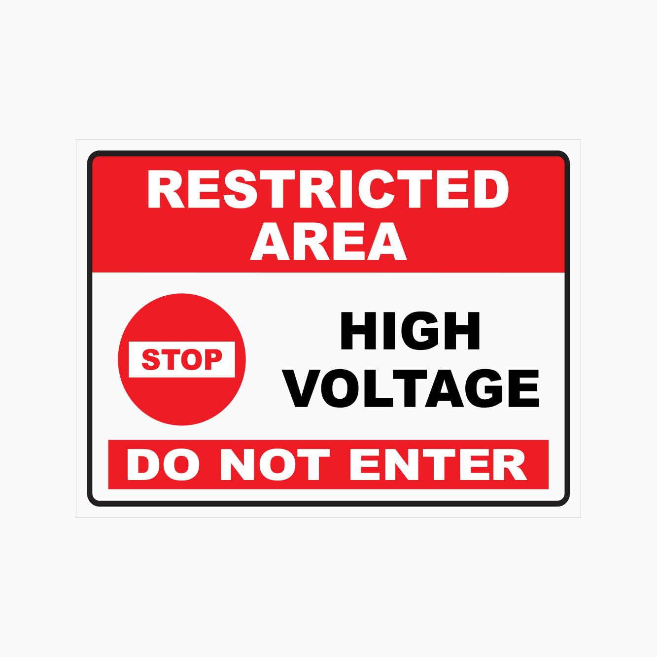 Restricted Area High Voltage Sign L9253, 12x8 Inch Metal Tin Sign, Electrical Hazard Restriction Sign