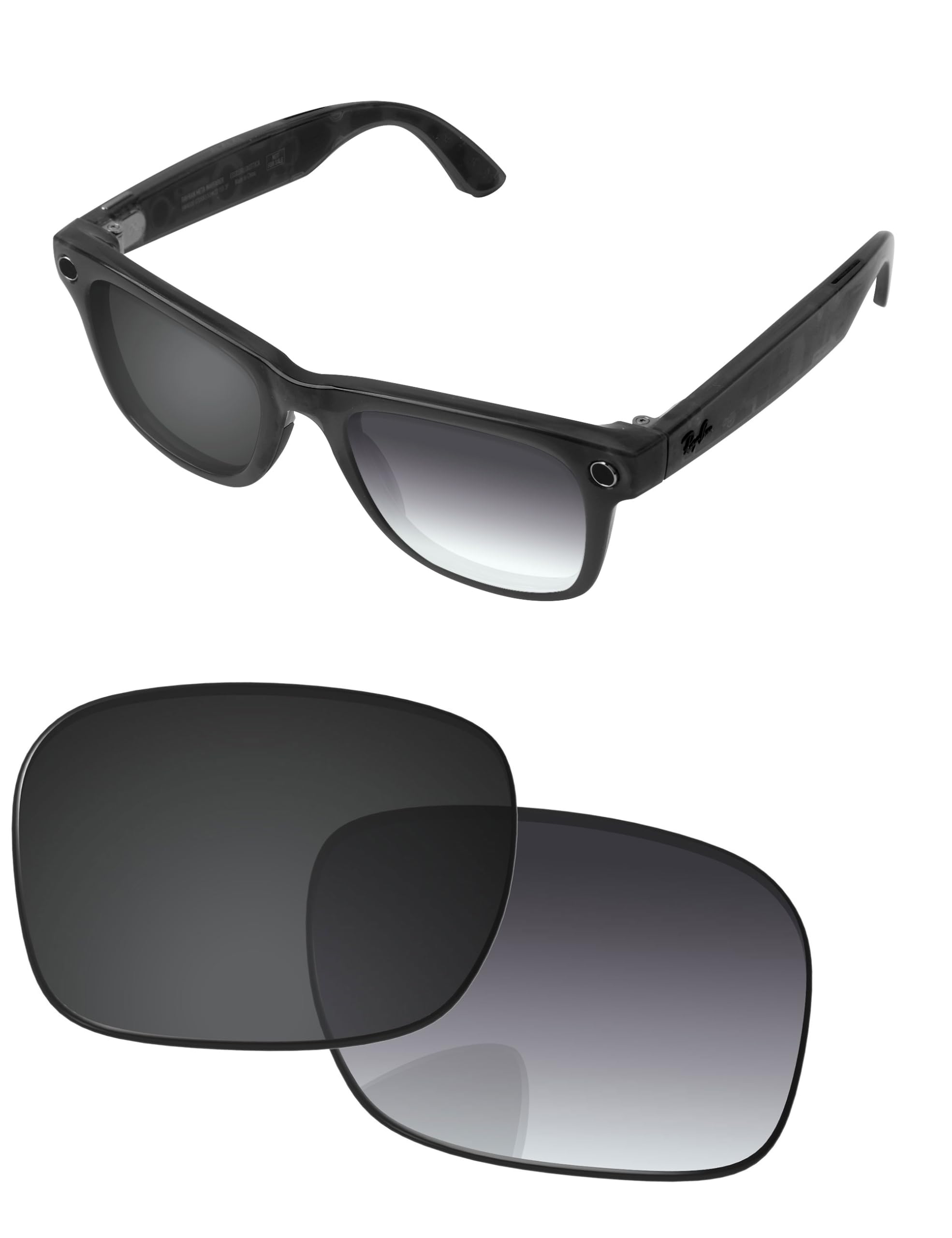 Replacement Lenses for Ray-Ban Meta Wayfarer RW4006 &amp; RW4012 50mm AI Glasses - Photochromic, Anti Blue Light Lens