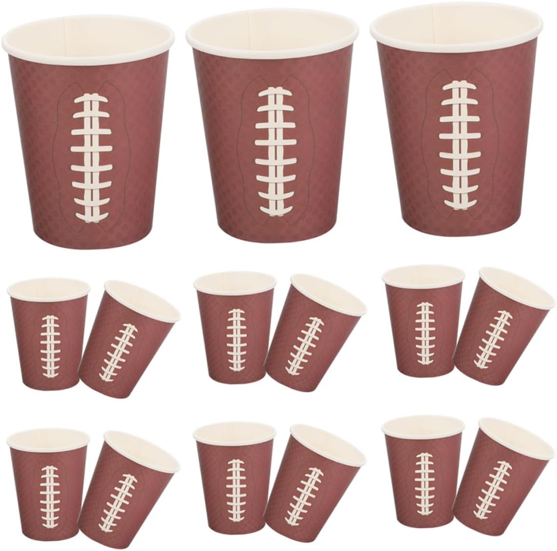 KICHOUSE 48pcs Rugby Paper Drinking Cups Brown Disposable Water Cups Party Supplies for Sports Events Game Day Tailgating and Birthday Celebrations