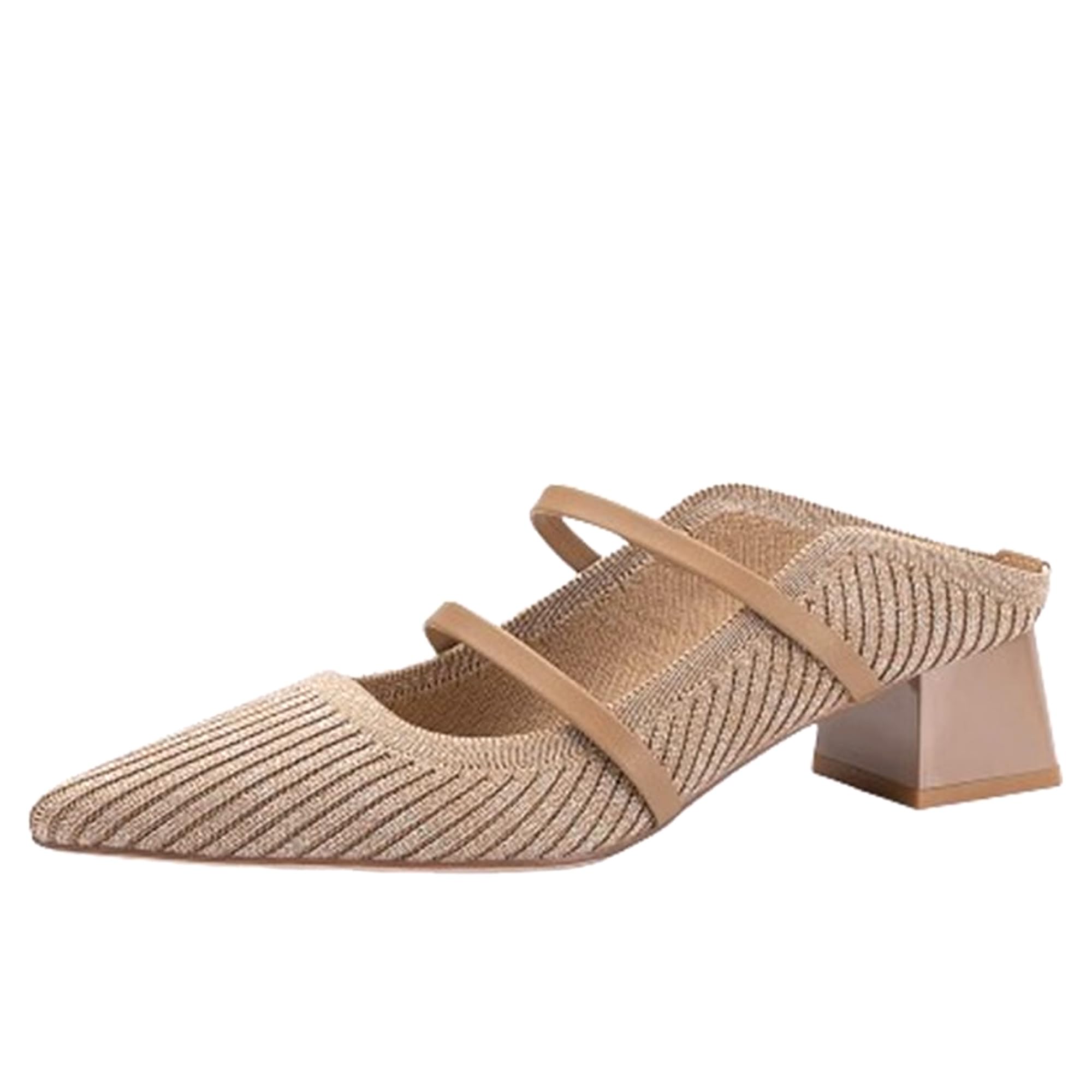 NEWBELLA Women's Pointed Toe Mules - Chunky Heel Slide Sandals for Women, Comfortable Commute Shoes, Open Back Summer Slippers, Casual Dressy Loafers