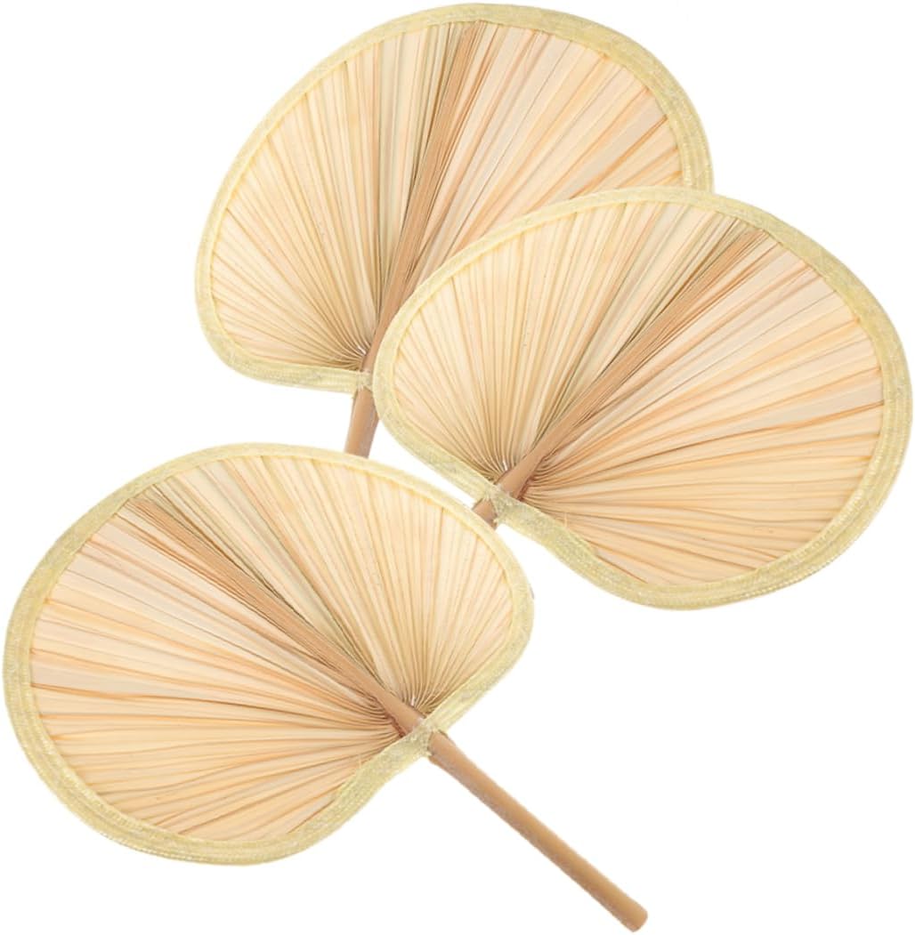 3Pcs Banana Leaf Handheld Fan Traditional Cooling Paddle Set