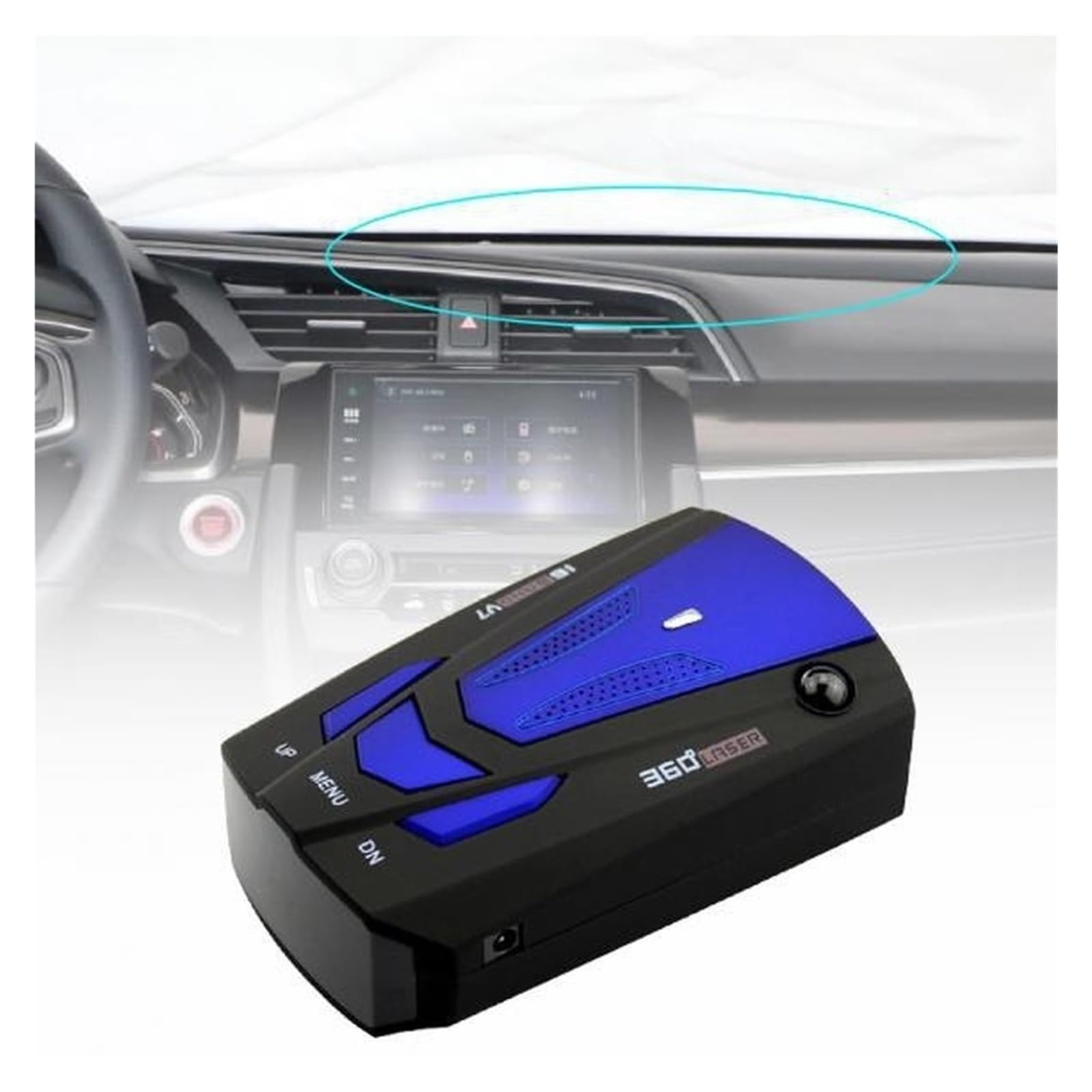 Détecteur De Radar De Voiture 16 Bandes 360, Système D'alarme De Vitesse Automatique, Caméra Anti GPS, Détecteur Laser avec Alerte Vocale(Blue)