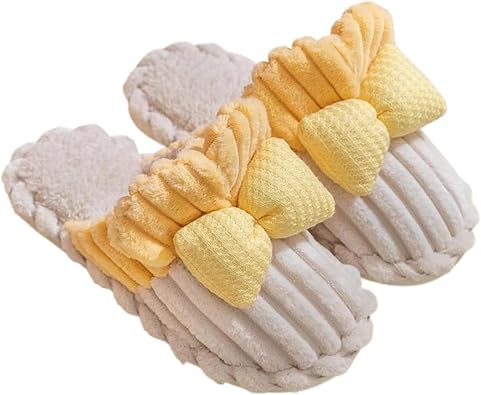 EYPKPL Womens Slippers Cute Bow Slippers for Women Soft Fuzzy Fluffy Bedroom Winter Plush Non-slip Warm Winter Slippers