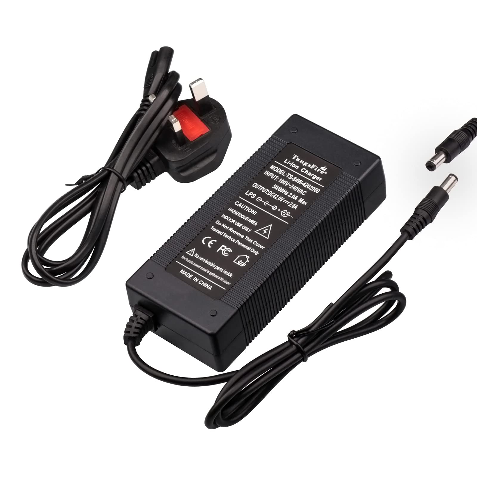 TangsFire 42V Charger Output 2A powerFast rechargeable battery charger for 36V Electric Bike Self-Balancing Scooter Batteries Pack DC 5.5mm 2.1mm Plug/XLR 3-Pin