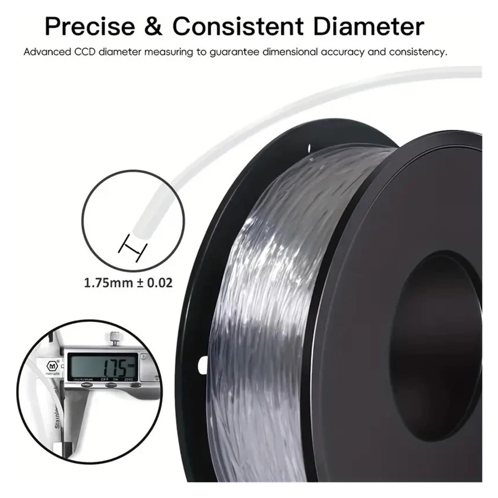 Filamento flessibile trasparente TPU 3D da 1,75 mm, rotolo da 1 kg/500 g/200 g, filamento for stampante 3D flessibile, materiali for stampa in plastica trasparenti(Transparen,500g)