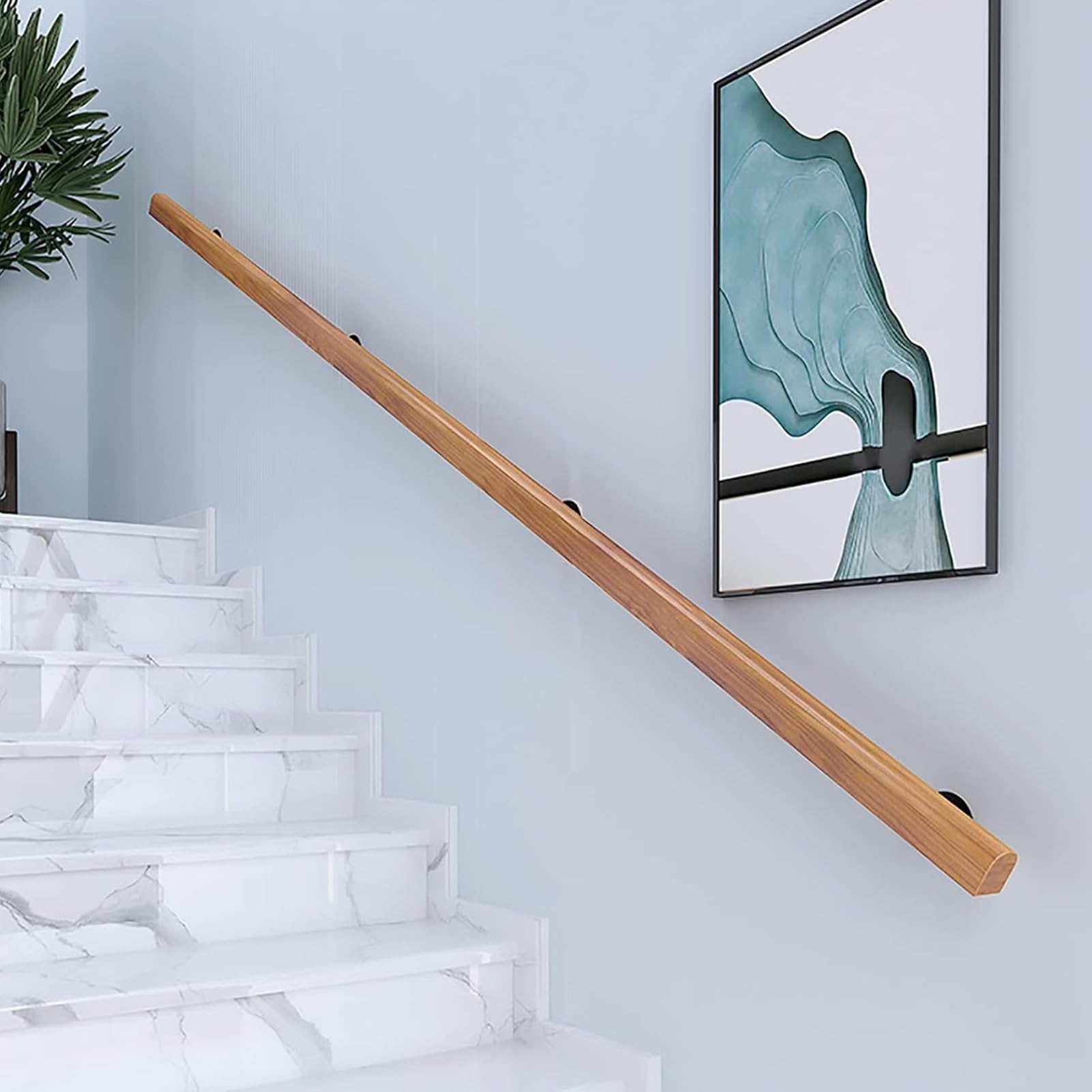 Rampe d'escalier en bois massif de 1m 2m 3m, kit balustrade intérieure de protection