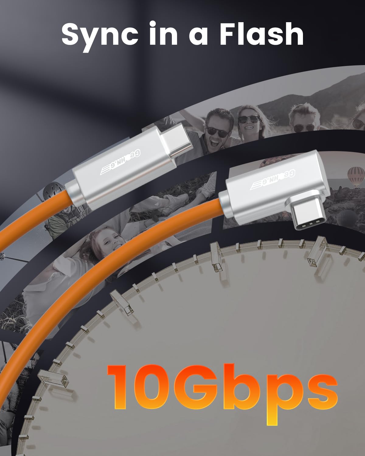 GeoHN.G Cavo USB C in fibra ottica ad angolo retto, 7,5 m