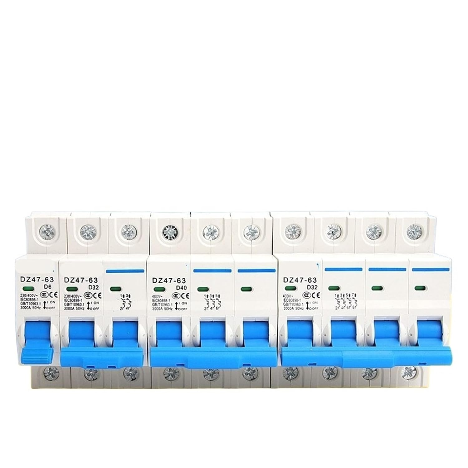 D-Type Household Air Switch DZ47-63 Three-Phase 1P 2P 3P 4P Circuit Breaker 6A-63A Opening 1Pcs(1P,40A)