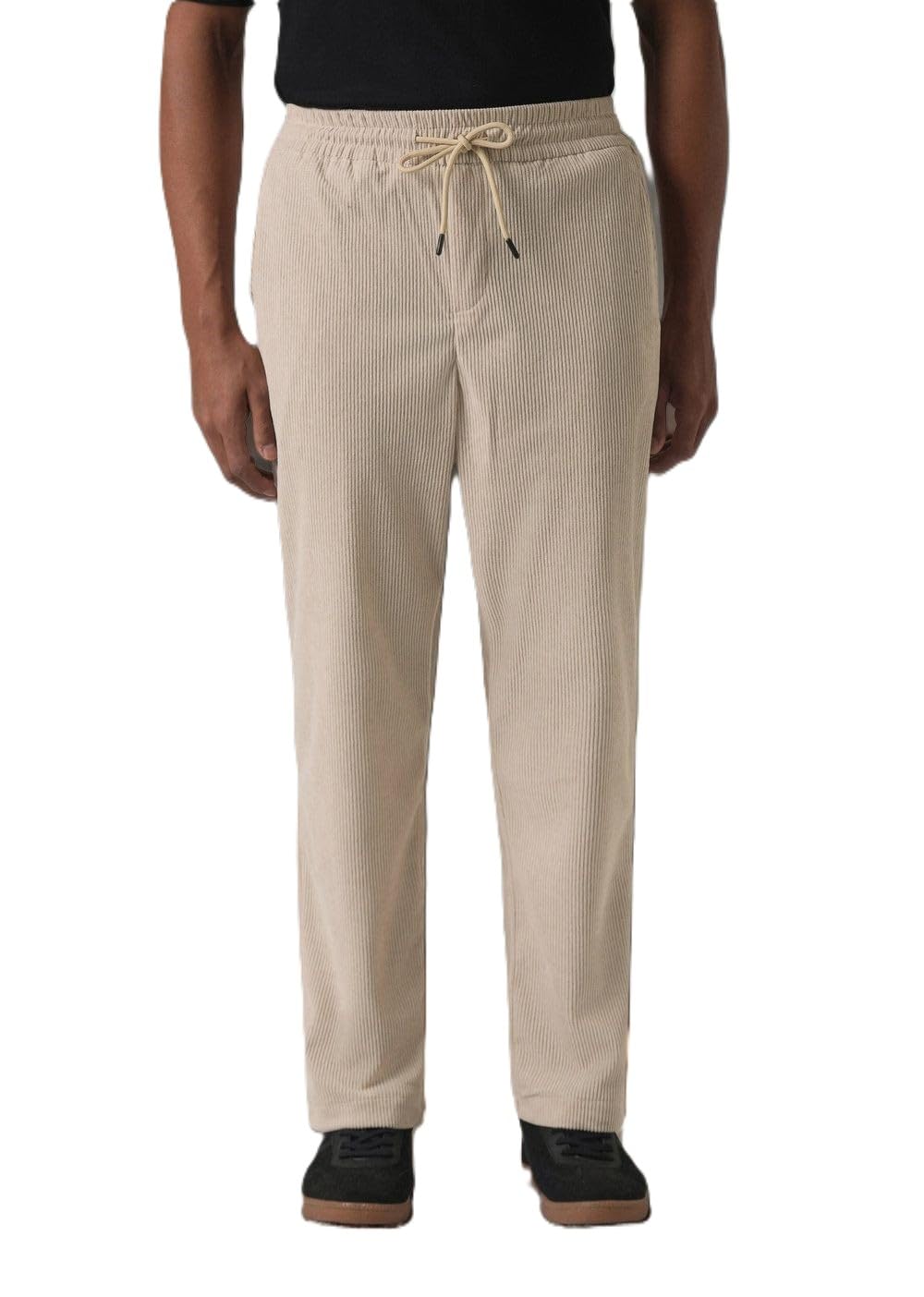 Ribbed Knit Lounge Pants, Drawstring Waist, Straight Leg, Side Pockets,-picture-41