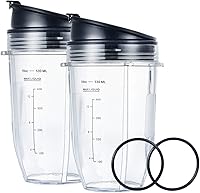 Vista 1 de Vasos de repuesto para licuadora Ninja, vaso de 18 onzas con 2 tapas de sellado para sorbos y 2 juntas de goma, compatibles con licuadoras Nutri
