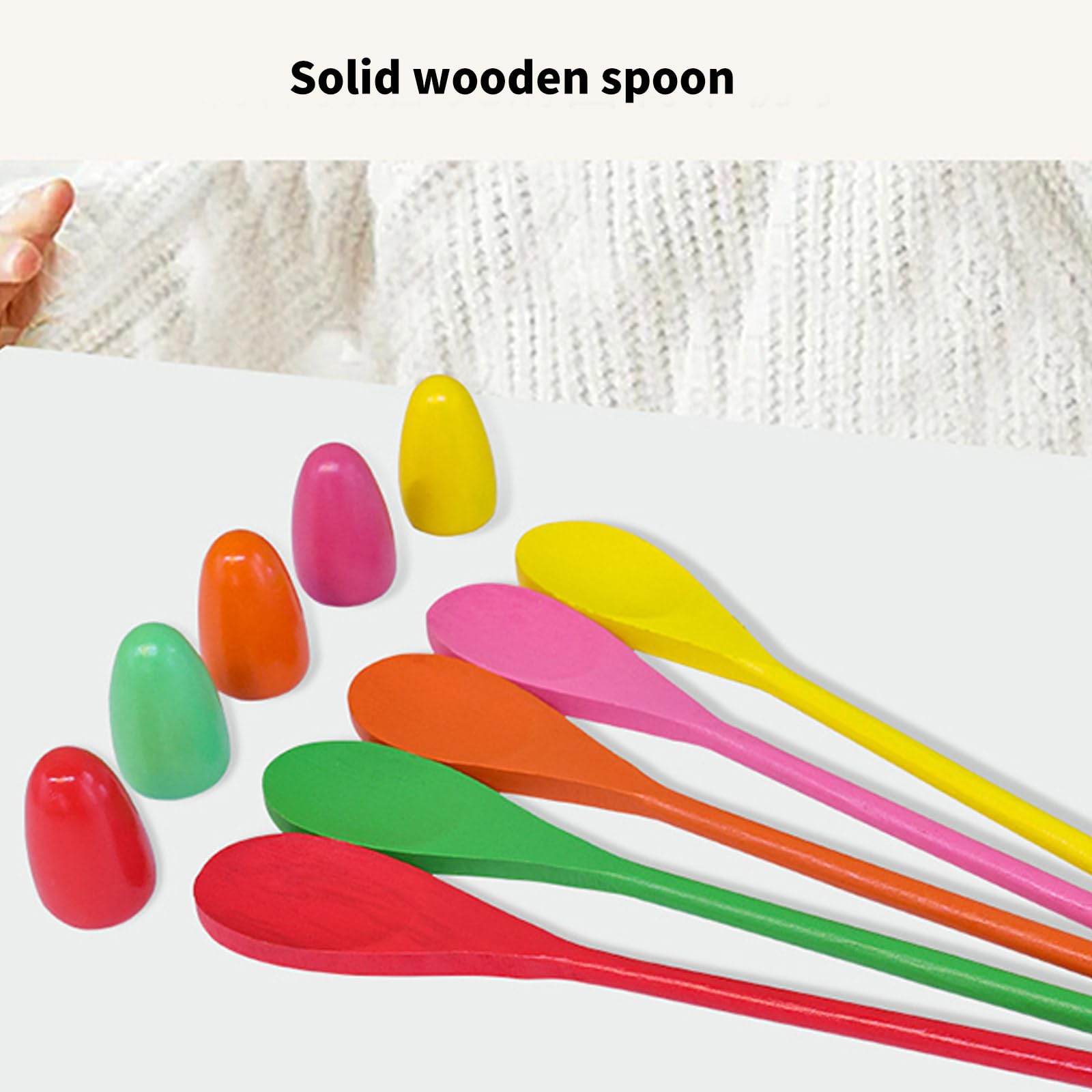 Holzeier Löffel Rennspiel Set, 12-teilig, für, Outdoor Gruppenaktivität, Gleichgewicht und Koordination, Entwicklungsaktivität, Holzeier, Löffel Rennspiel Set für