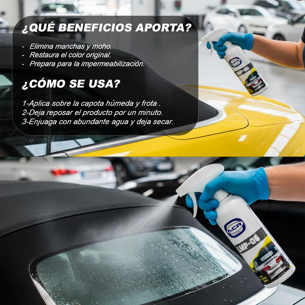 Limpiador para capotas de coche cabrio- Protector para techos convertibles de tela y lonas. (1 litro)