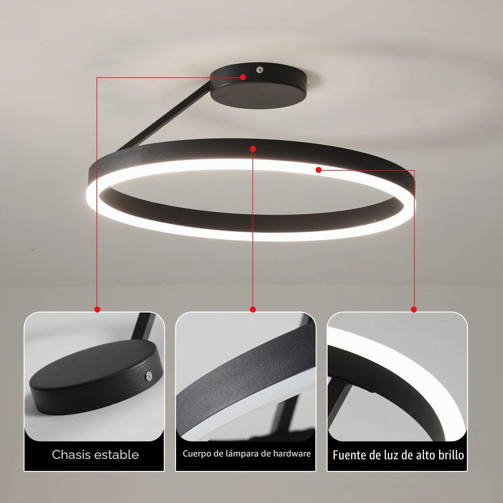 Luz de techo LED moderna para restaurante, diseño nórdico, Simple, círculo, negro, montaje empotrado, luz de techo, dormitorio, cocina, iluminación del hogar