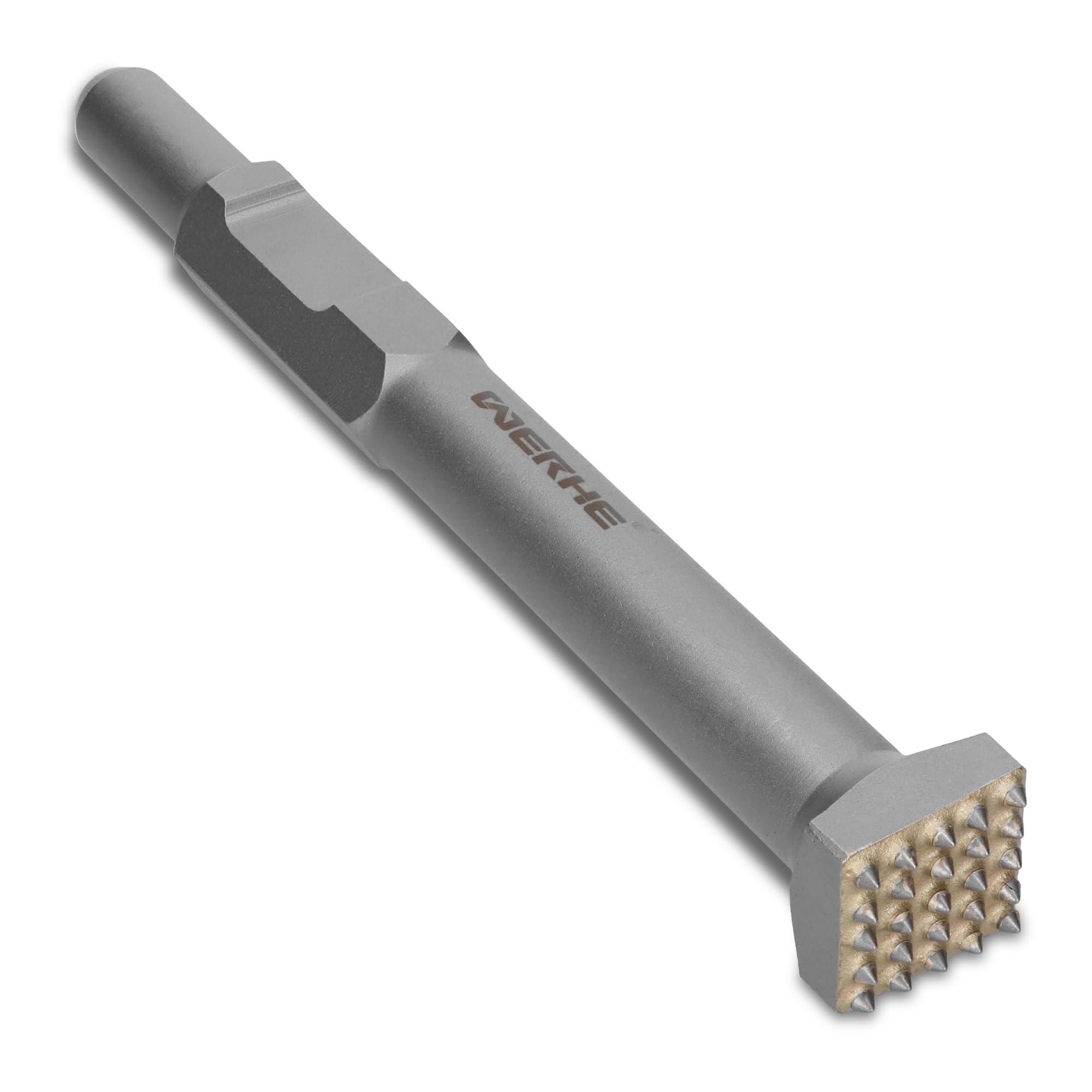 WERHE® Bocciardatore HEX30 – 25 denti, 300 mm – Robusto utensile a scalpello per la lavorazione del calcestruzzo – quadrato