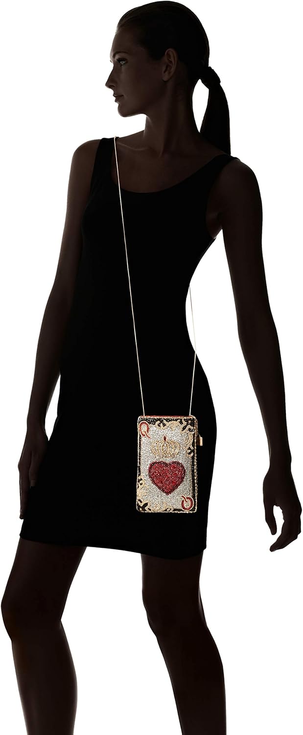 Mary Frances Queen of Hearts Beaded Crossbody Cell Phone Bag – Novelty Clutch with Removable Chain Strap for Travel, Weddings, Parties – Multicolor - Image 2