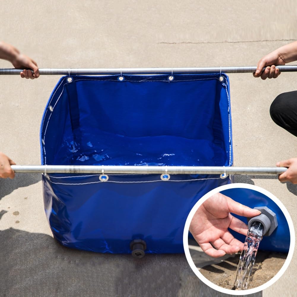 Laghetto per pesci portatile pieghevole per giardino e piscina, grande serbatoio di stoccaggio in tela impermeabile per Koi e piante acquatiche fuori terra blu piscina stagno (1 x 1 x 0,6 m)