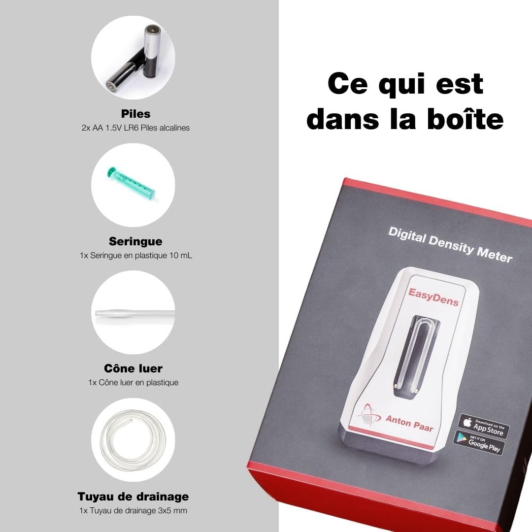 EasyDens Hydromètre numérique Anton Paar – Bluetooth pour mesure précise d’alcool, sucre et extrait | Testeur ABV rapide pour brassage maison, distillation, bière, vin, kombucha, spiritueux