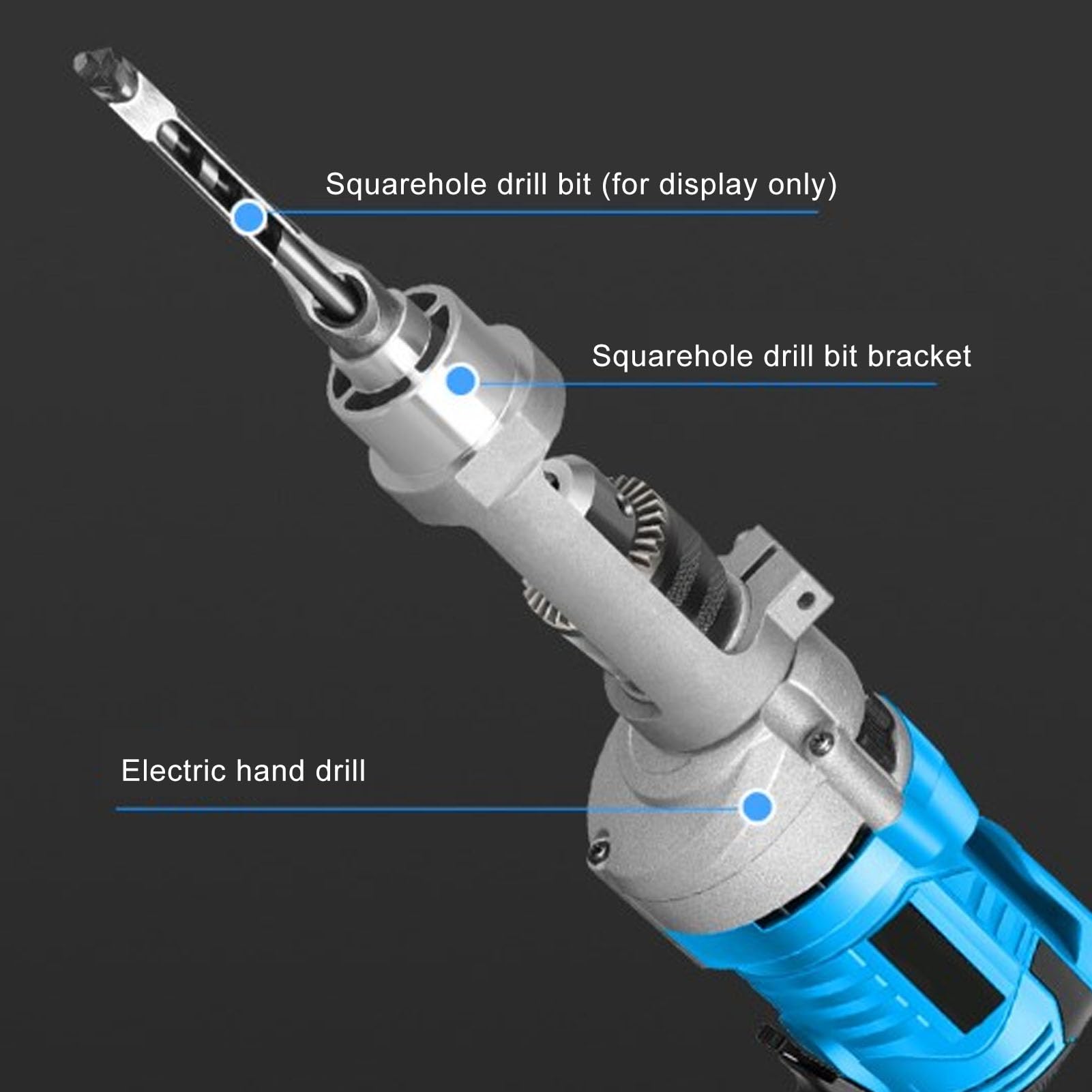 Adapter do wierteł do Otworów Kwadratowych, Wspornik Mocujący Wiertła Czopowe, Aluminiowe Narzędzie do Obróbki Drewna, kompatybilność z Uchwytem 38-43 Mm, średnica 19 Mm, do