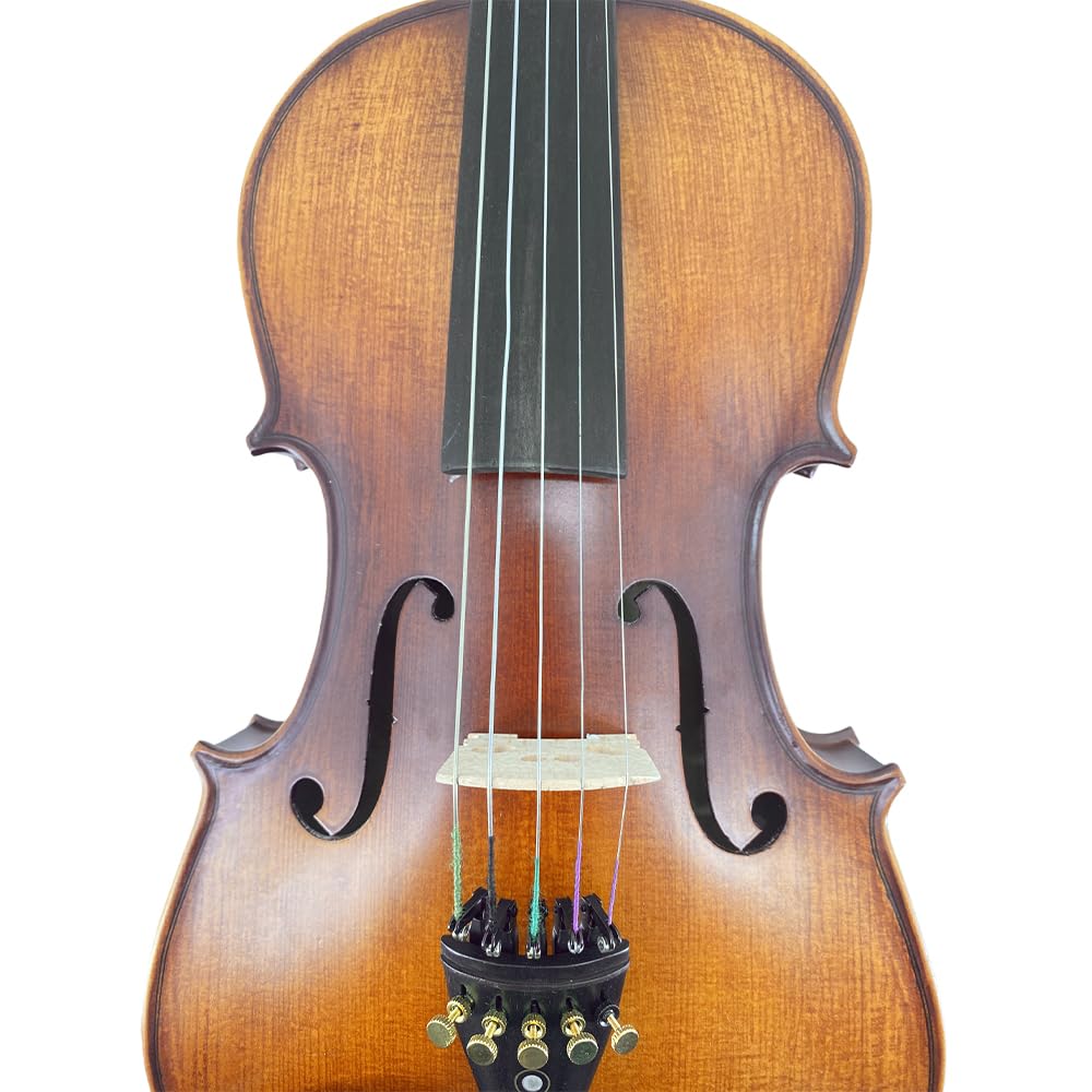 Yinfente Alto acoustique à 5 cordes de 40,6 cm pour étudiants, débutants, instrument d'alto complet professionnel fabriqué à la main avec étui, archet du Brésil, chiffon de nettoyage, chevalet, cordes