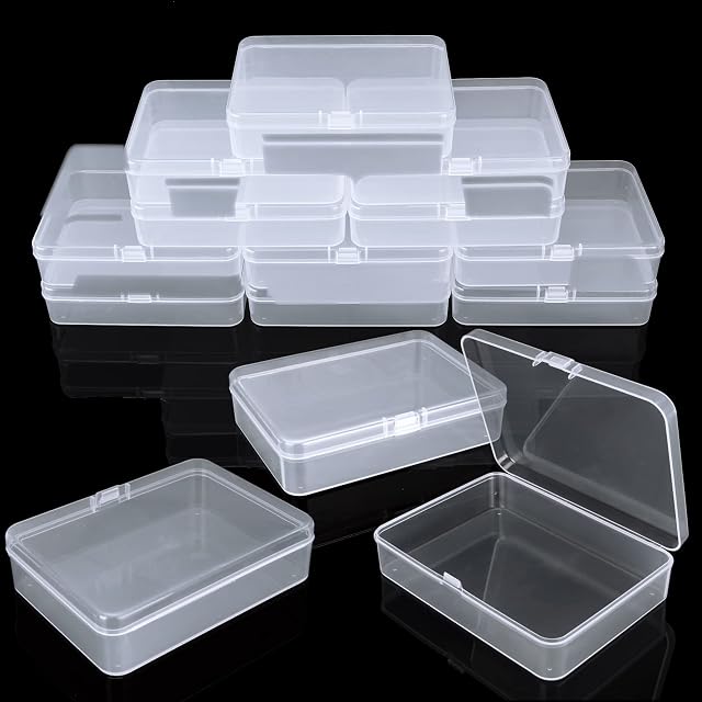 SENENQU 24 Pack Small Clear Plastic Storage Containers Box with Lid, Mini Rectangular Storage Box, Transparent Storage Case Organizer for Bead Pill Candy Jewellery Craft 4.5 x 3.3 x 1.1 inch