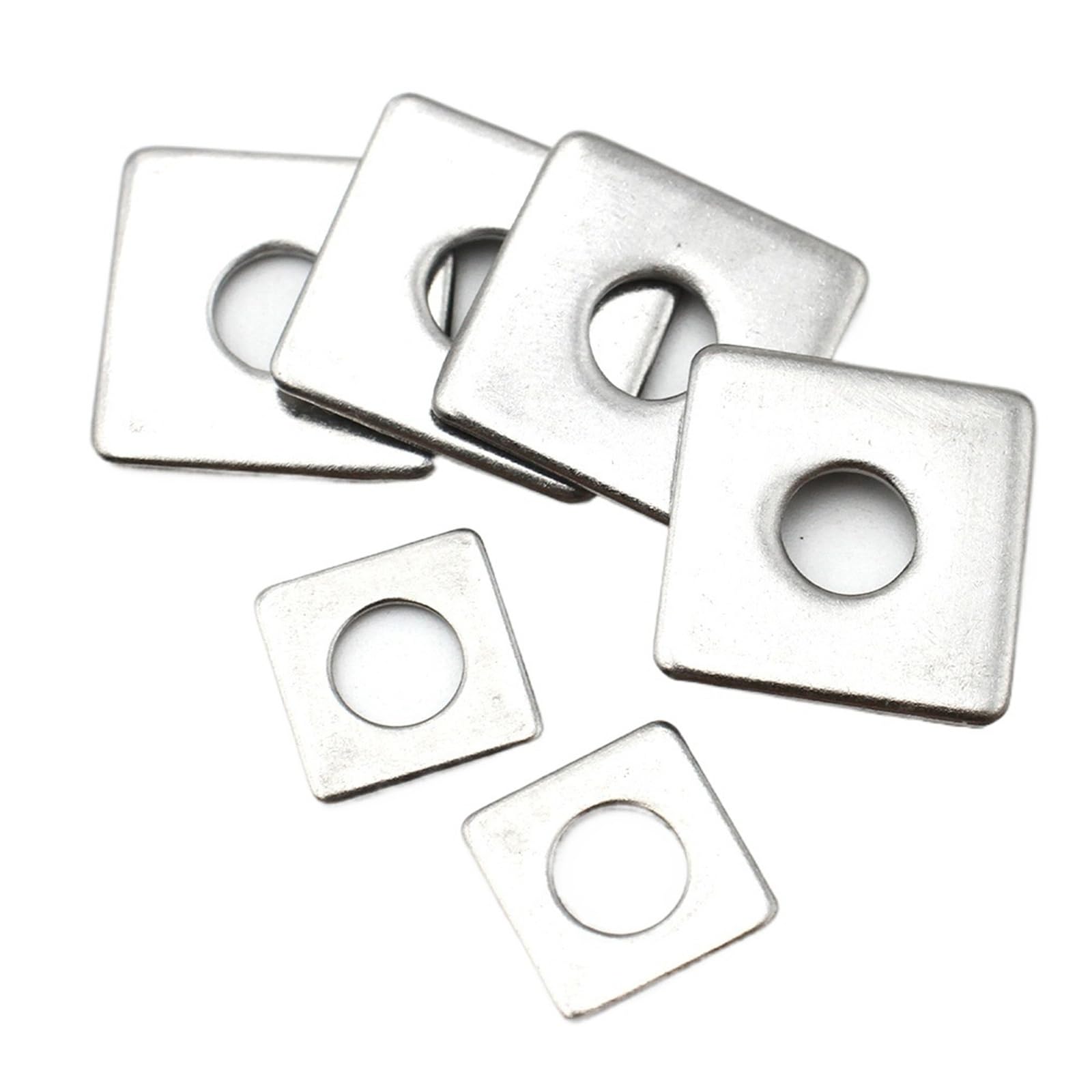 arandelas cuadradas, Arandelas de placa cuadrada acero inoxidable, arandelas planas cuadradas 304, paquete plateado 10 tamaños M3 a M20(M4x10x1mm 50pcs)