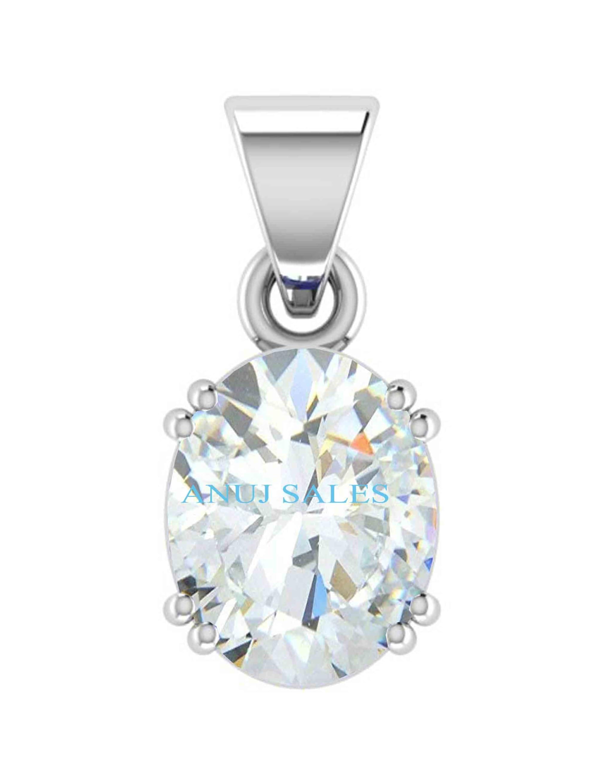 6.25 Ratti Natural White Zircon Pendant/Locket American Diamond Zircon Stone Silver Plated Metal Pendant for Men and Women