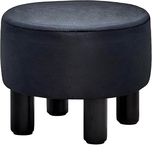 Cpintltr Taburete otomano redondo de terciopelo, reposapiés tapizado, taburete otomano, 4 patas de madera con almohadillas antideslizantes,