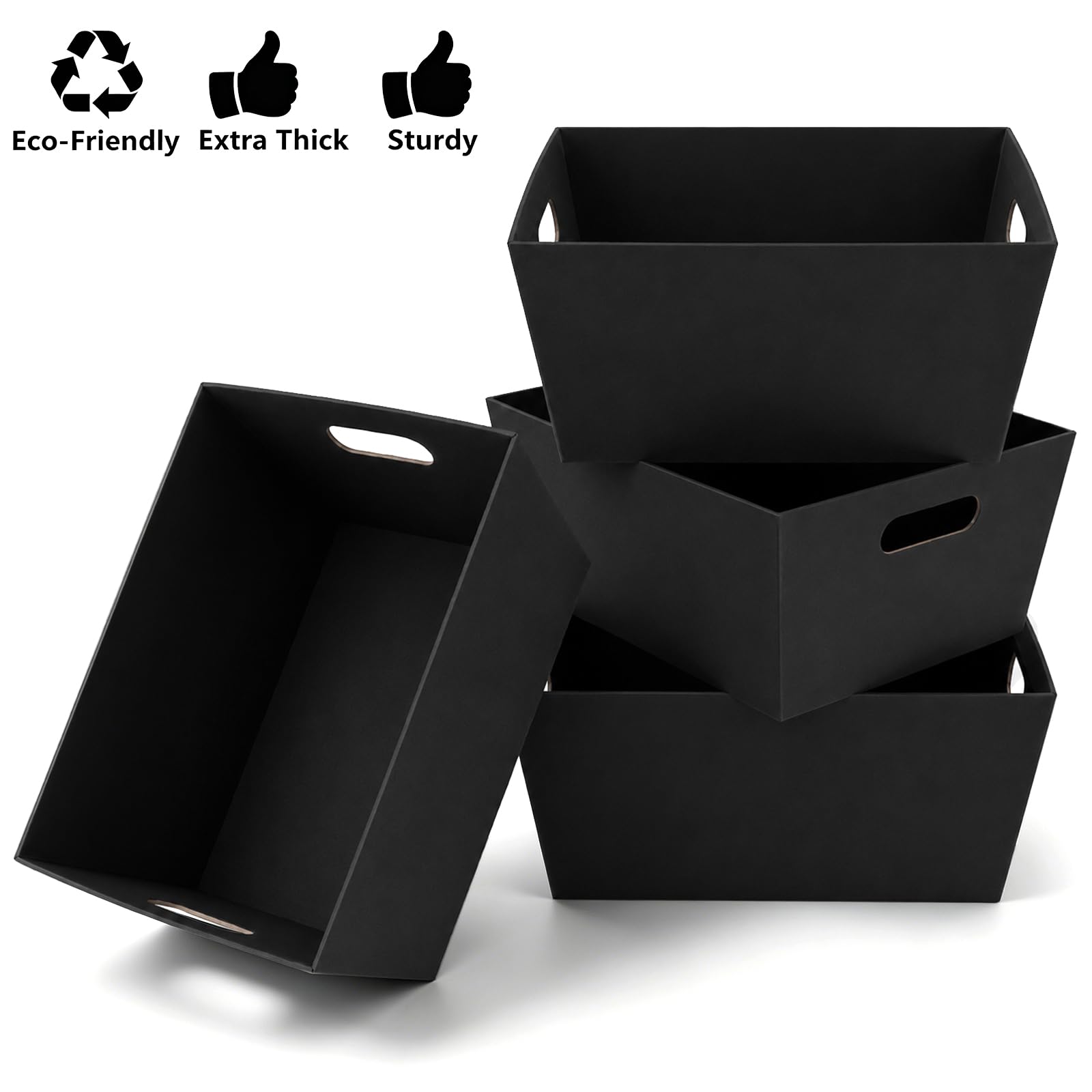 DEAYOU 5 Pack Geschenkkorb leer, 12 "x 10" Kraft-Korb mit Griff, 6 LB Karton Geschenkkorb Markt Tray, große schwarze Papierkorb Halter Container für Wein Geschenk, DIY, Lebensmittel, Snacks, Kunsthand