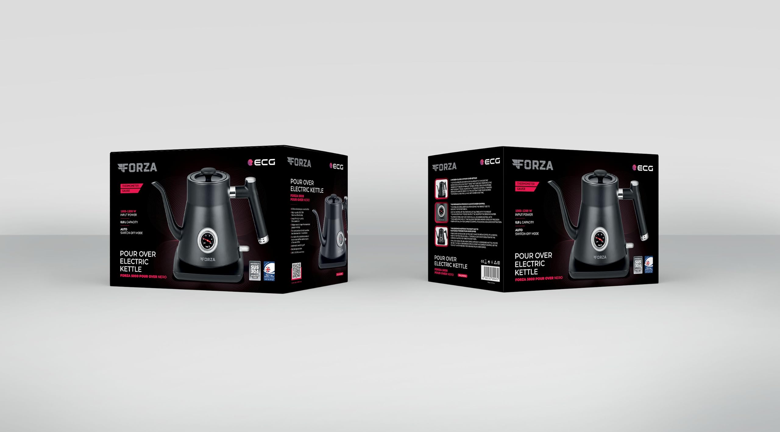 ECG Forza 5000 Pour over Nero, 1200 W, 0,8 l