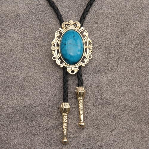 Image of GelConnie Native American Bolo Tie Rodeo Cowboy Leather Necktie Western Necklace Costume Accessories for Men,Women