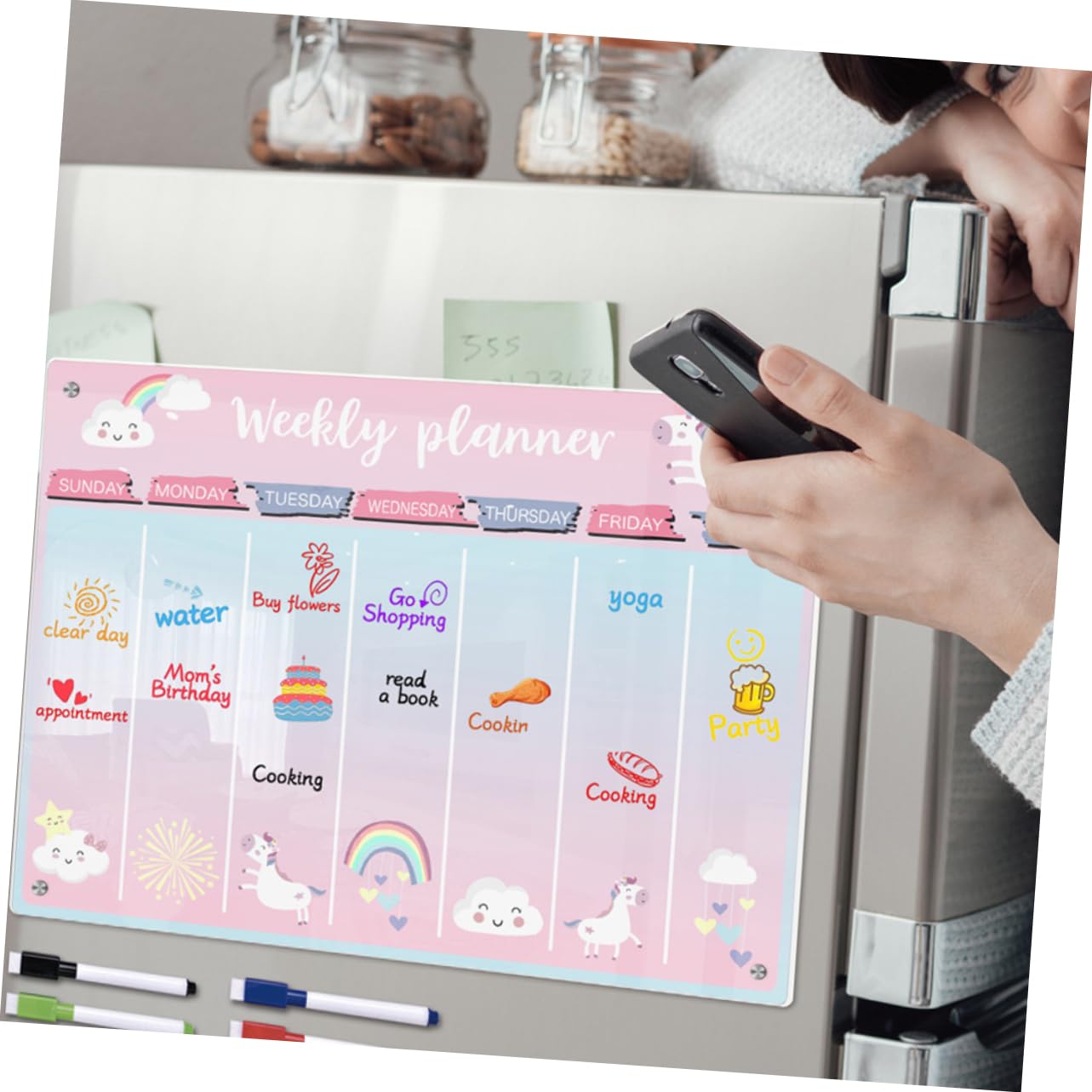 Tofficu Magnetische Kühlschranktafel Transparente Tagesplantafel Wöchentliches Acryl-whiteboard Trocken Abwischbare Nachrichtentafel Magnetische Planertafel Für Küche