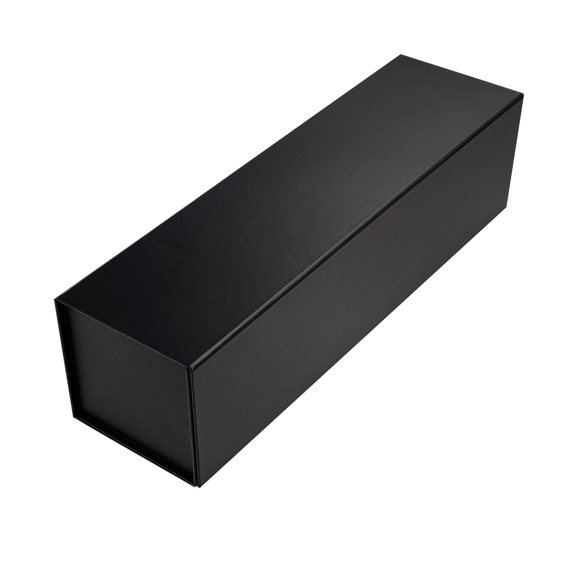 Luxury Black Magnetic Bottle Gift Folding Box with Neck Holder (L34cm x W9cm x H9cm), Anti-scratch Lamination (Black)