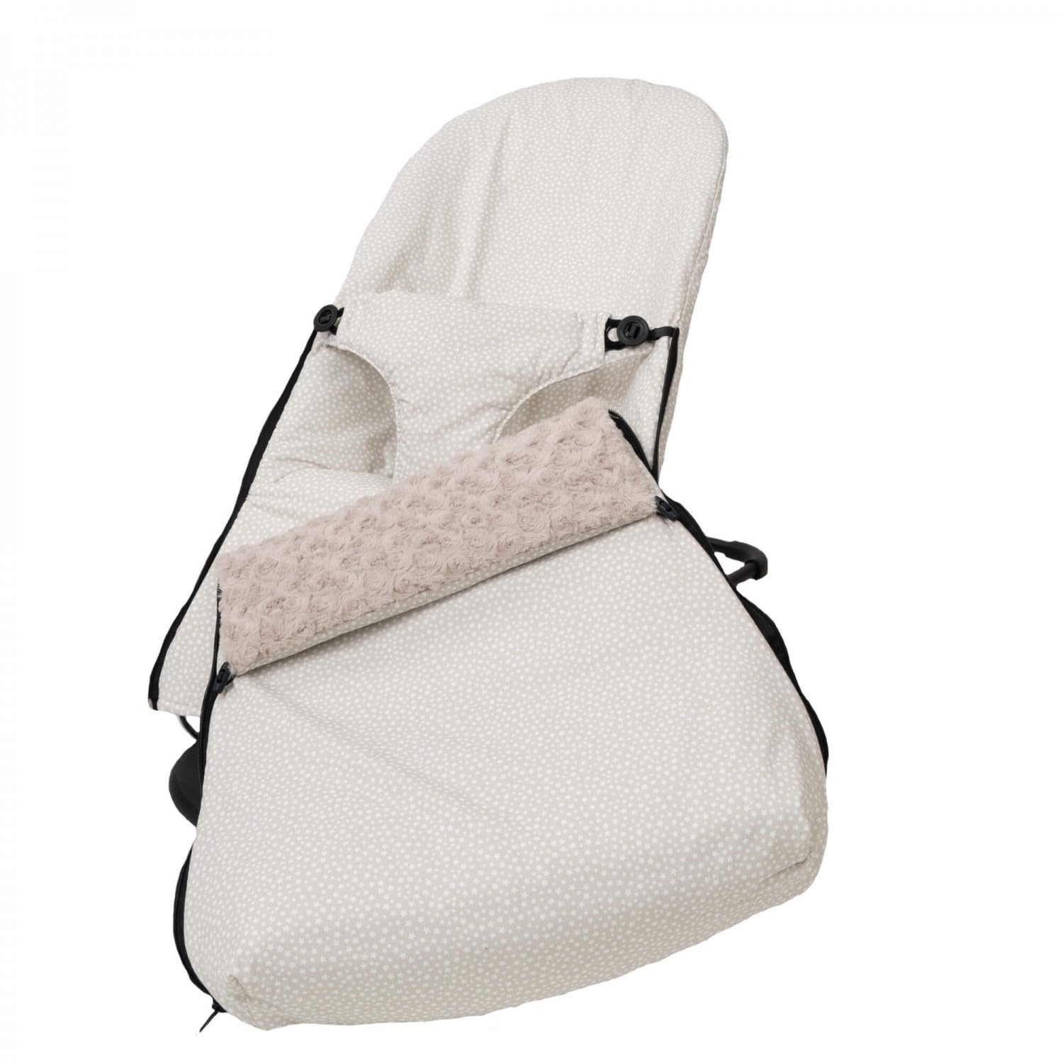Funda + Saco para Hamaca BabyBjörn Balance Soft (SUSTITUYE tapicería Original), Hipoalergénica, Hipersuave, Transpirable. (Algodón Orgánico) (Estrella Beige)