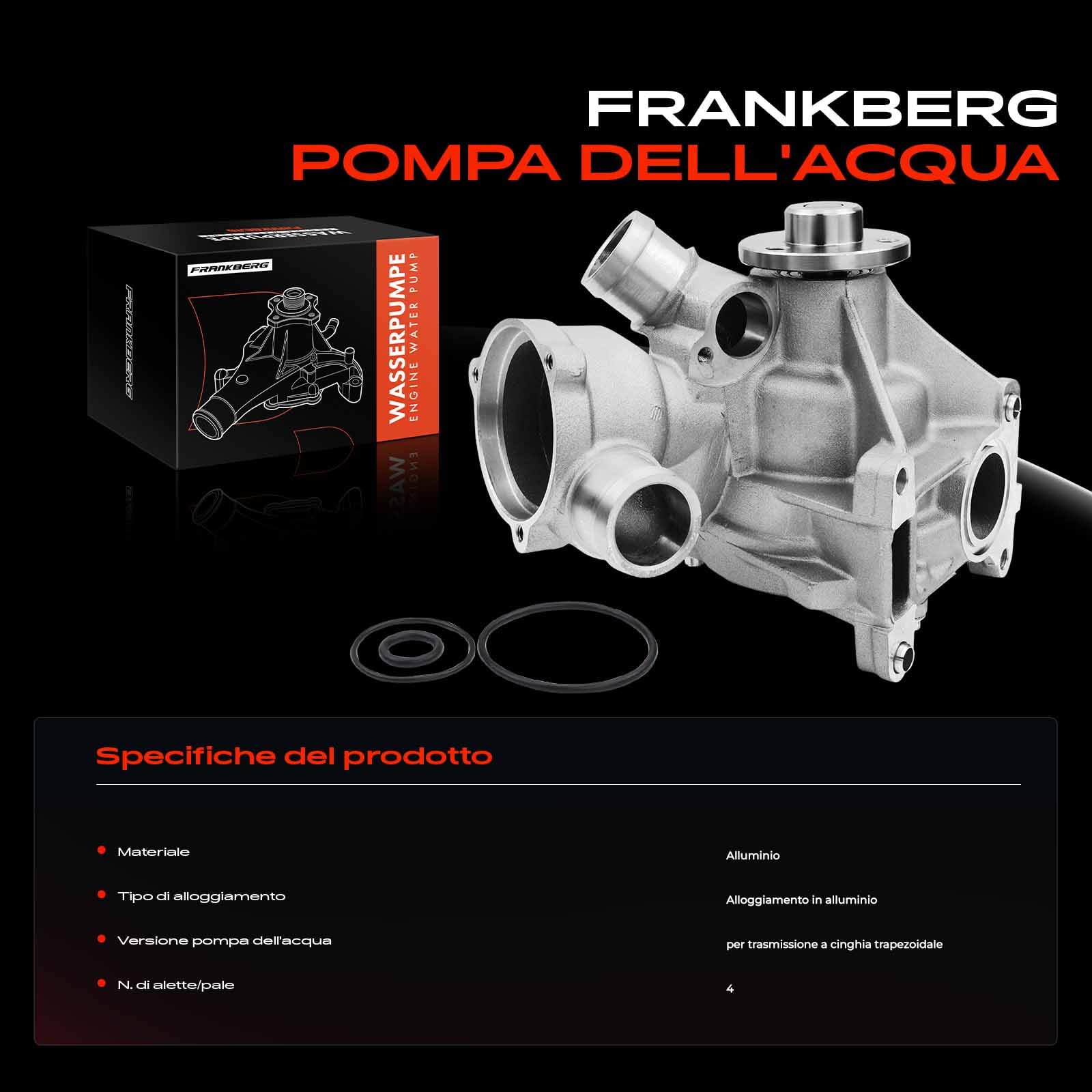 Frankberg Pompa dell'acqua Pompa del liquido di raffreddamento Compatibile con 190 W201 E 2.6 Classe S W126 300 SE SEL SL R107 300 SL 190 W201 2.6 Classe S W126 260 SE Replace# 1032002101,1032003801
