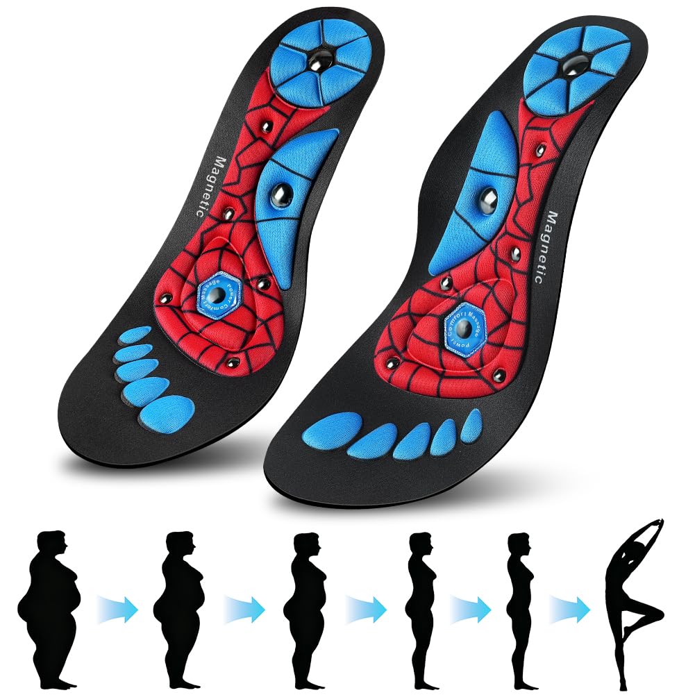 OSDUE Solette Magnetiche,Solette Gel Magnetiche Uomo e Donna,Massaggio Riflessologico per Sollievo Immediato dal Dolore,Piatto Solettes Scarpe Da Lavoro Per Alleviare La Fascite Plantare Solettes