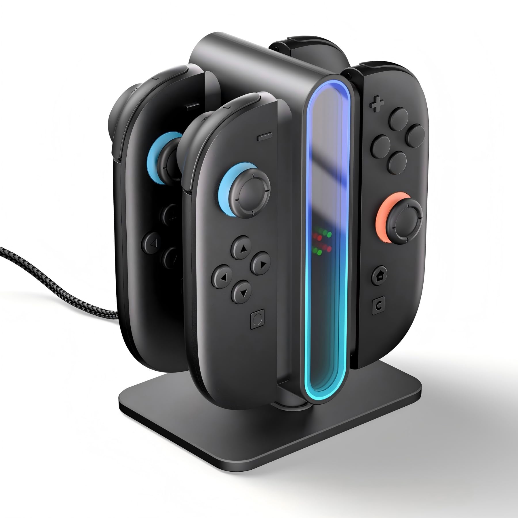 OSTROGEAR Charging Dock for Nintendo Switch 2 Joycon - 4 in 1 RGB Magnetic Fast Charger Station Stand Accessories for Joycon 2 Controller with Type C Cable, Dual-Side Charging & 8 Light Modes