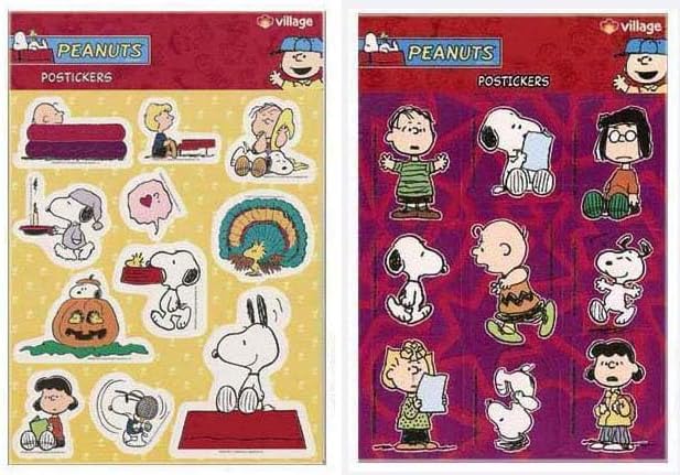 Lot of 6 Stickers of Snoopy Charlie Brown Peanuts Character Vintage 20 X 14 cm