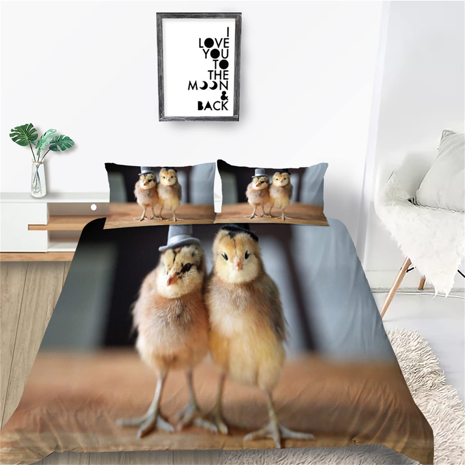 Amazon.co.jp: 寝具セット ひよこ プリント羽毛布団カバーセット