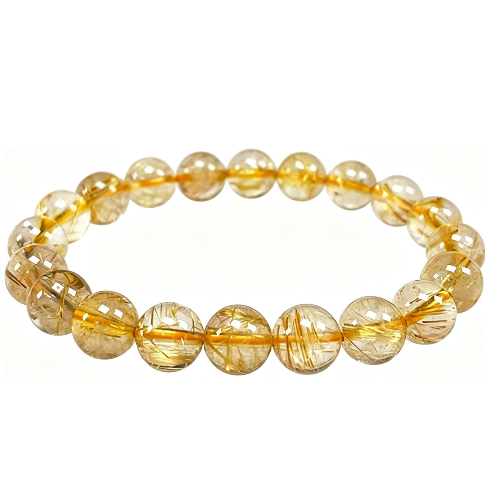 Pulsera elástica piedras preciosas naturales de hematita cuarzo rutilado