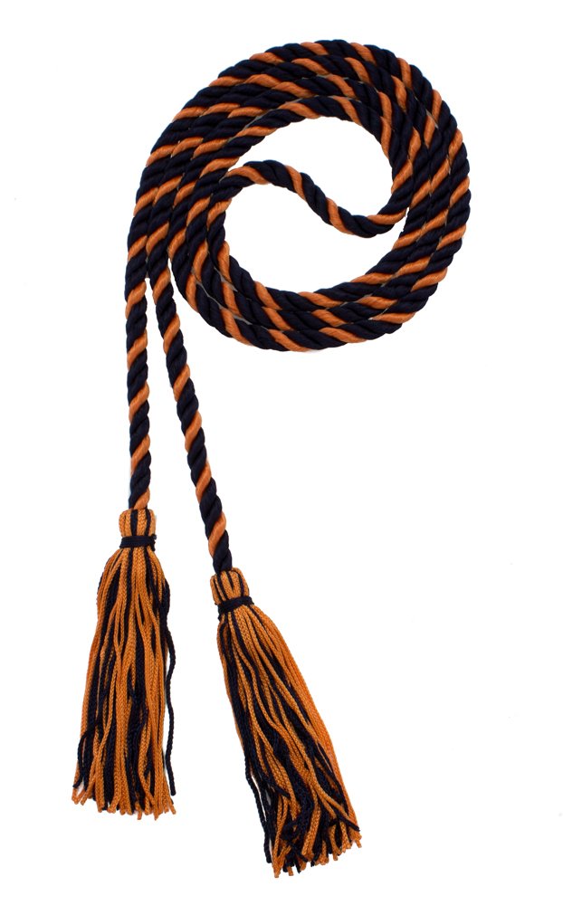 Tassel Depot Graduation Honor Cord - Navy/Orange - Every School Color Available - Made In Usa