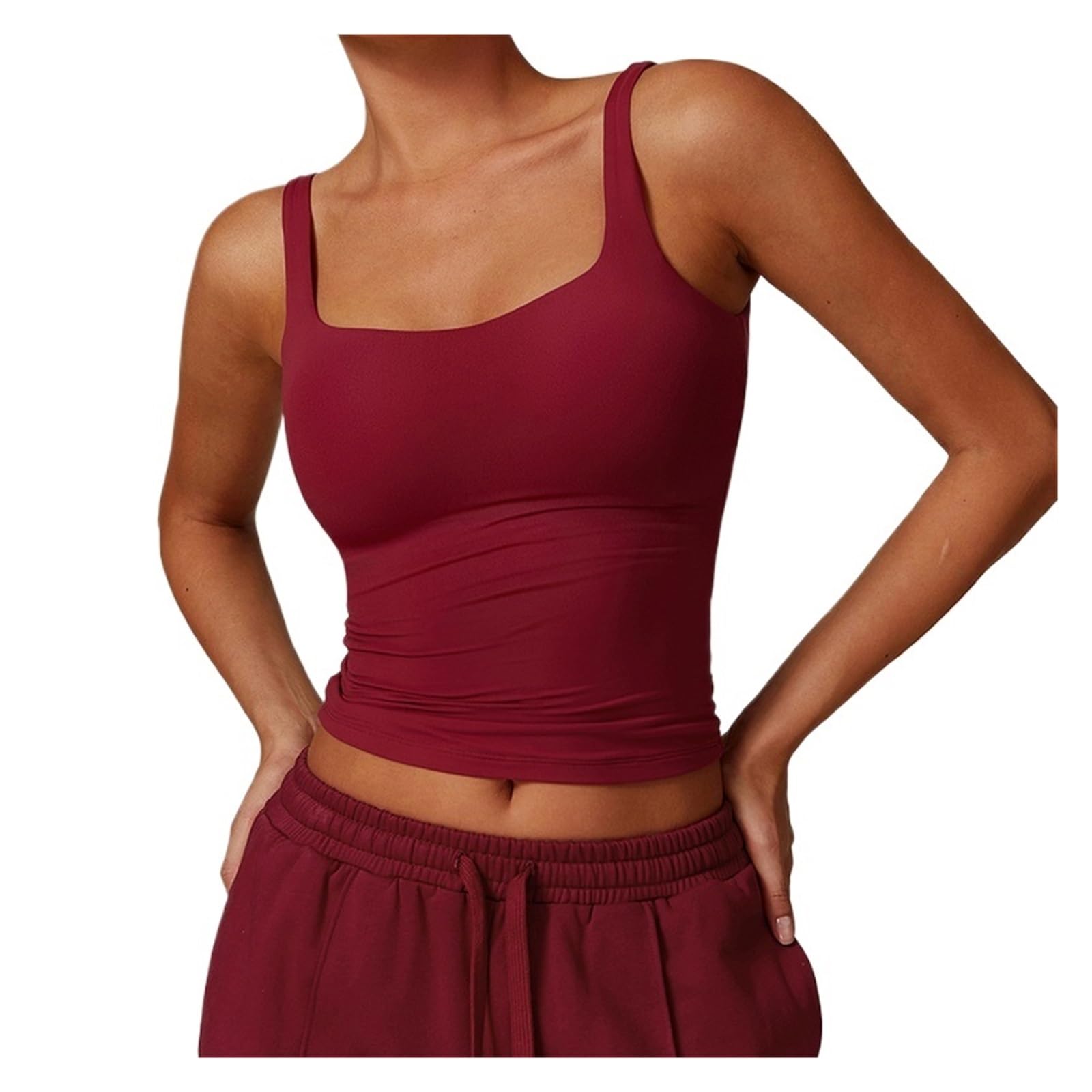 Top da Yoga Reggiseno Sportivo da Donna, Scollo Quadrato, Aderente, Canotta Yoga, Palestra, Corsa, Traspirante, Casual, vestibilità Comoda, Top Allenamento