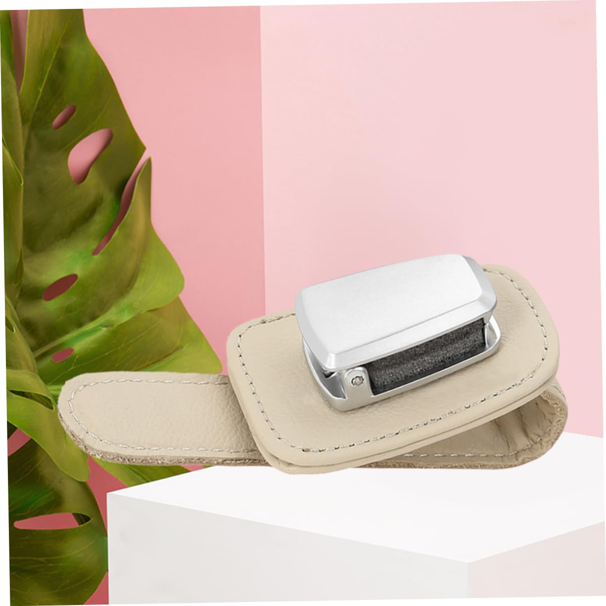 GLEAVI 3pezzi Supporto Per Occhiali Da Sole Multi-funzione Per Auto Clip Per Ombra Solare Porta Occhiali Visor Pu Beige