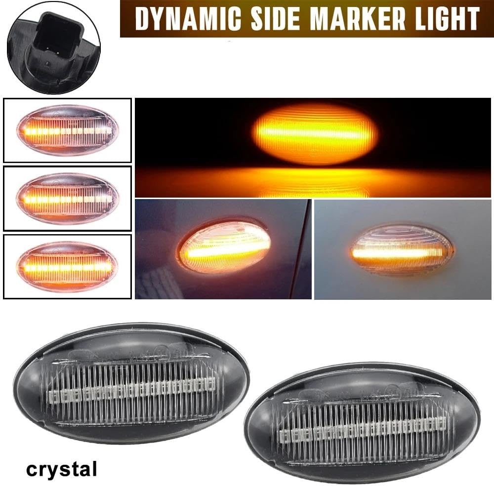 Conjuntos Luces Señalización Automóviles Para Peugeot 307 206 207 407 107 2 Uds Indicador Lateral Dinámico Señal Giro Fluctuante Intermitente Secuencial Accesorios Para Coche Luz Señal Giro Luces Indi